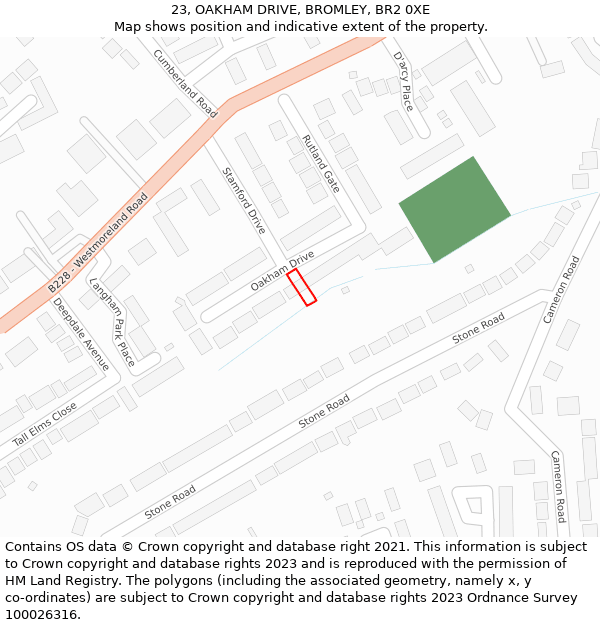 23, OAKHAM DRIVE, BROMLEY, BR2 0XE: Location map and indicative extent of plot