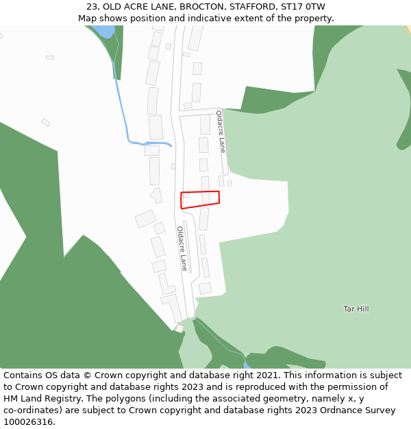 23, OLD ACRE LANE, BROCTON, STAFFORD, ST17 0TW: Location map and indicative extent of plot