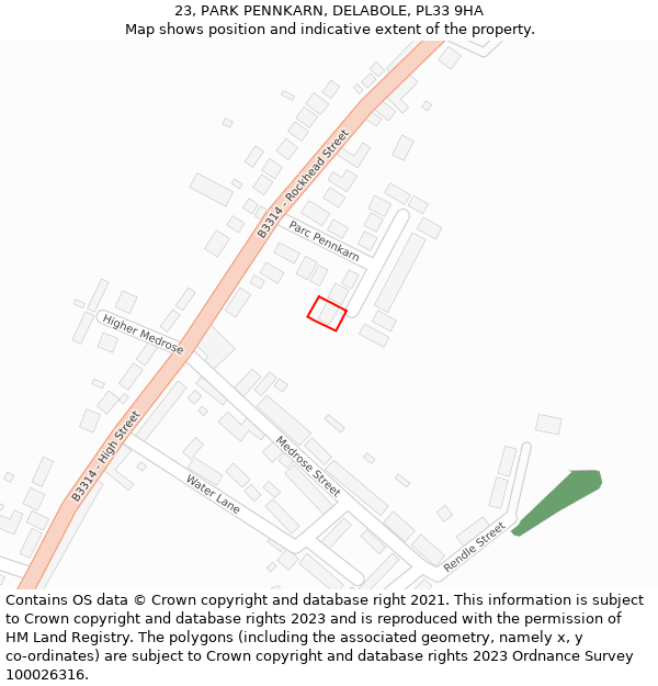 23, PARK PENNKARN, DELABOLE, PL33 9HA: Location map and indicative extent of plot