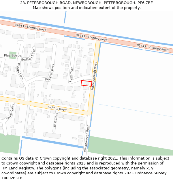 23, PETERBOROUGH ROAD, NEWBOROUGH, PETERBOROUGH, PE6 7RE: Location map and indicative extent of plot
