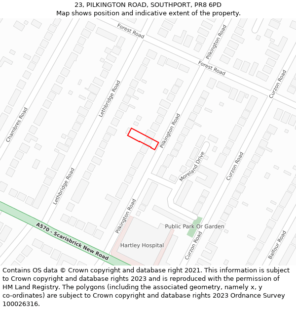 23, PILKINGTON ROAD, SOUTHPORT, PR8 6PD: Location map and indicative extent of plot