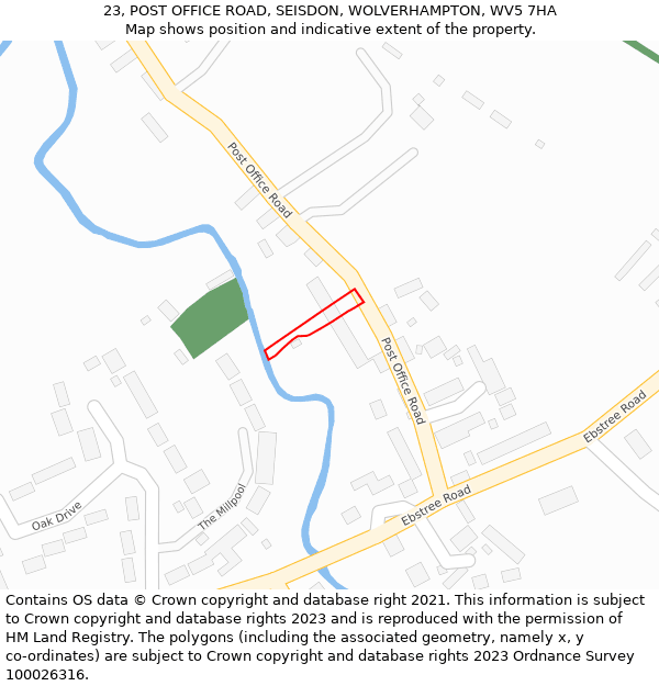 23, POST OFFICE ROAD, SEISDON, WOLVERHAMPTON, WV5 7HA: Location map and indicative extent of plot