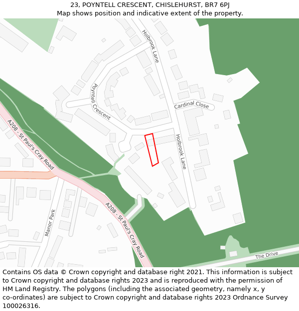 23, POYNTELL CRESCENT, CHISLEHURST, BR7 6PJ: Location map and indicative extent of plot