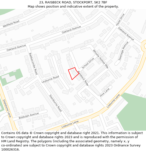 23, RAISBECK ROAD, STOCKPORT, SK2 7BF: Location map and indicative extent of plot