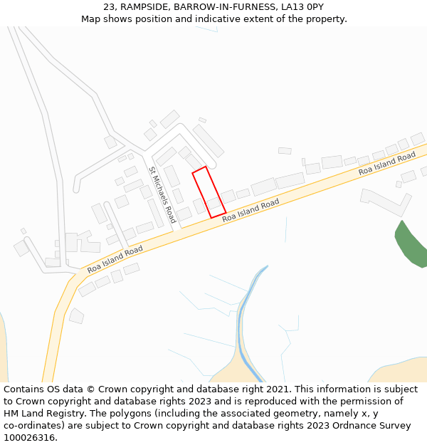 23, RAMPSIDE, BARROW-IN-FURNESS, LA13 0PY: Location map and indicative extent of plot