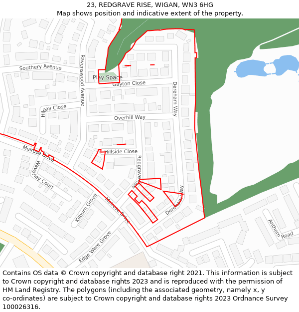 23, REDGRAVE RISE, WIGAN, WN3 6HG: Location map and indicative extent of plot