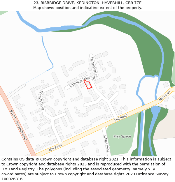 23, RISBRIDGE DRIVE, KEDINGTON, HAVERHILL, CB9 7ZE: Location map and indicative extent of plot