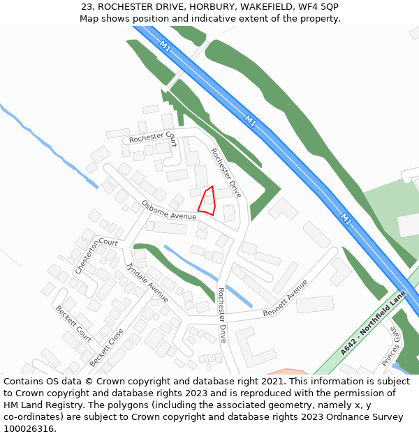 23, ROCHESTER DRIVE, HORBURY, WAKEFIELD, WF4 5QP: Location map and indicative extent of plot