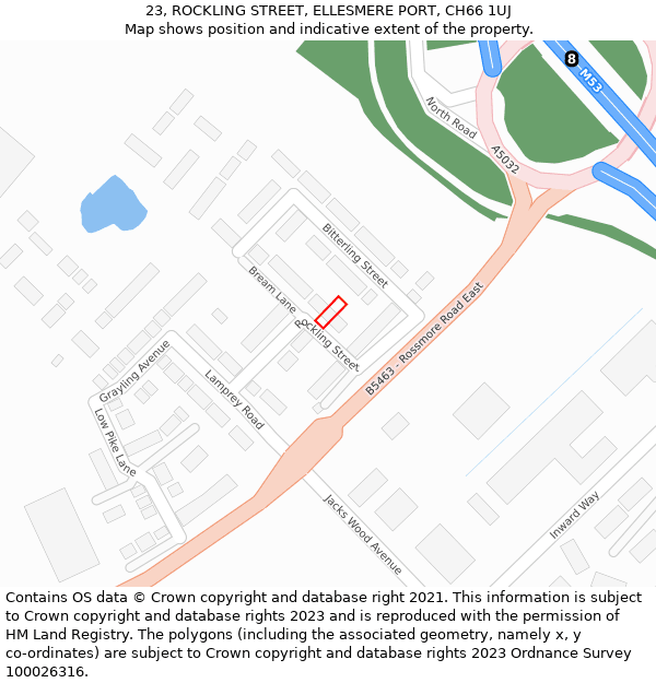 23, ROCKLING STREET, ELLESMERE PORT, CH66 1UJ: Location map and indicative extent of plot