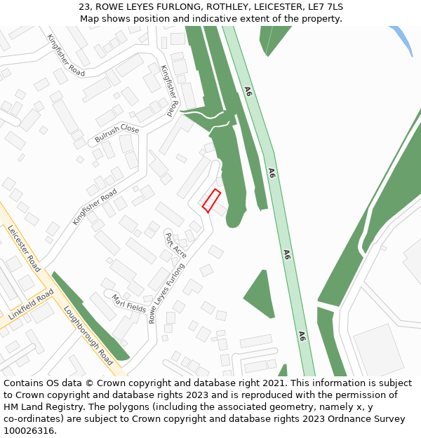 23, ROWE LEYES FURLONG, ROTHLEY, LEICESTER, LE7 7LS: Location map and indicative extent of plot