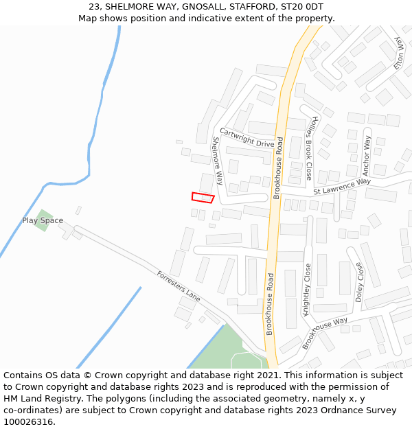 23, SHELMORE WAY, GNOSALL, STAFFORD, ST20 0DT: Location map and indicative extent of plot