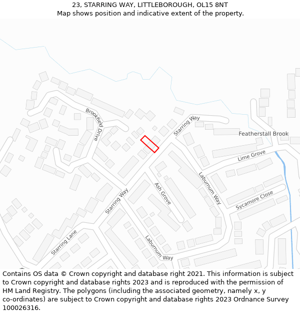 23, STARRING WAY, LITTLEBOROUGH, OL15 8NT: Location map and indicative extent of plot