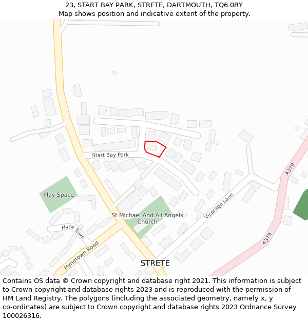 23, START BAY PARK, STRETE, DARTMOUTH, TQ6 0RY: Location map and indicative extent of plot