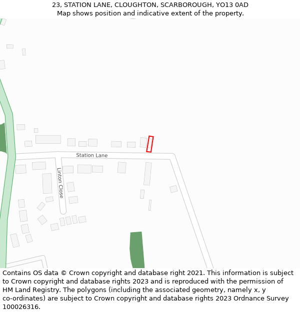 23, STATION LANE, CLOUGHTON, SCARBOROUGH, YO13 0AD: Location map and indicative extent of plot
