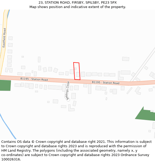 23, STATION ROAD, FIRSBY, SPILSBY, PE23 5PX: Location map and indicative extent of plot