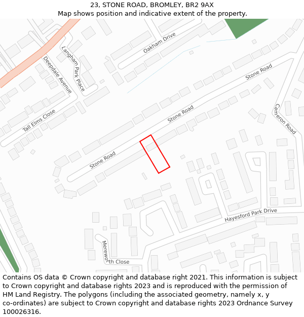 23, STONE ROAD, BROMLEY, BR2 9AX: Location map and indicative extent of plot