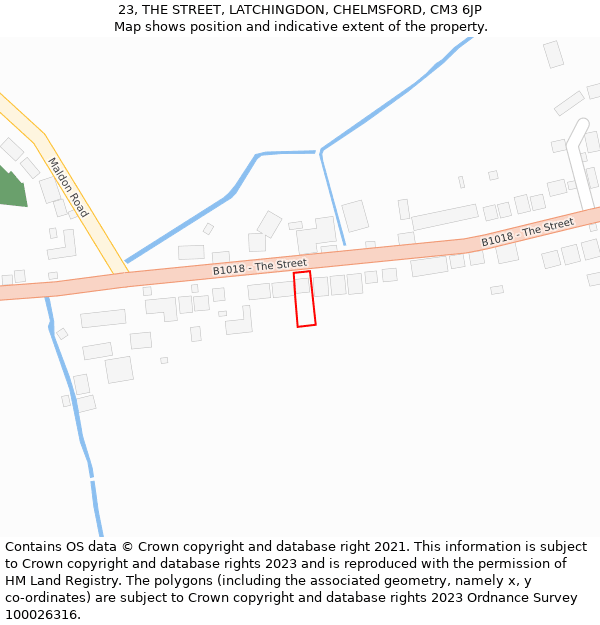 23, THE STREET, LATCHINGDON, CHELMSFORD, CM3 6JP: Location map and indicative extent of plot