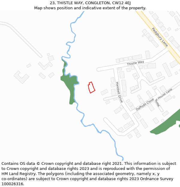 23, THISTLE WAY, CONGLETON, CW12 4EJ: Location map and indicative extent of plot