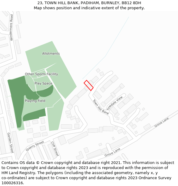 23, TOWN HILL BANK, PADIHAM, BURNLEY, BB12 8DH: Location map and indicative extent of plot