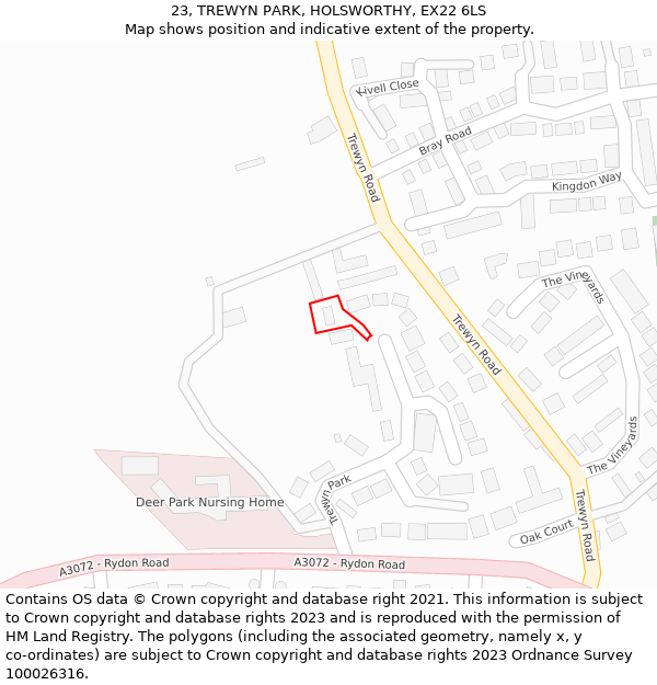 23, TREWYN PARK, HOLSWORTHY, EX22 6LS: Location map and indicative extent of plot