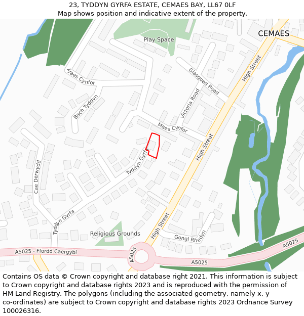 23, TYDDYN GYRFA ESTATE, CEMAES BAY, LL67 0LF: Location map and indicative extent of plot