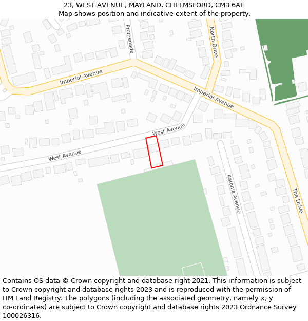23, WEST AVENUE, MAYLAND, CHELMSFORD, CM3 6AE: Location map and indicative extent of plot