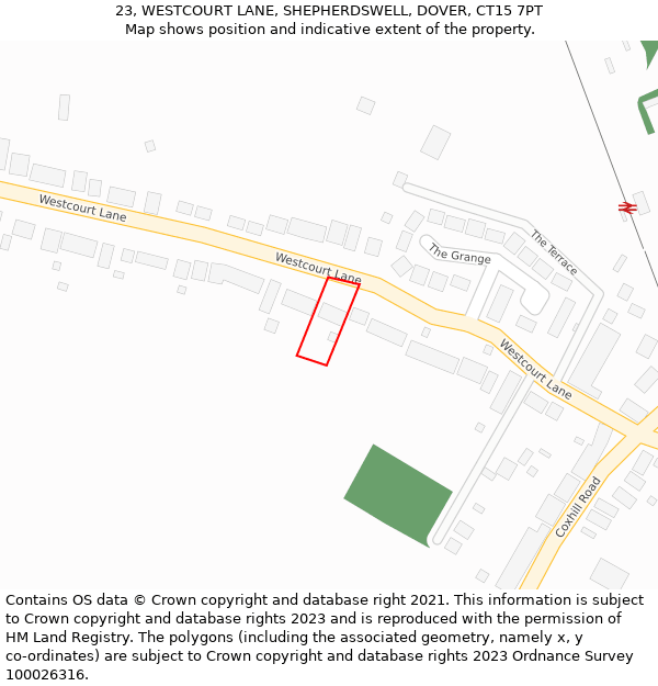 23, WESTCOURT LANE, SHEPHERDSWELL, DOVER, CT15 7PT: Location map and indicative extent of plot