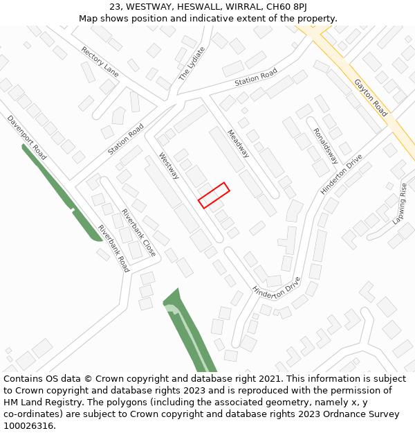 23, WESTWAY, HESWALL, WIRRAL, CH60 8PJ: Location map and indicative extent of plot