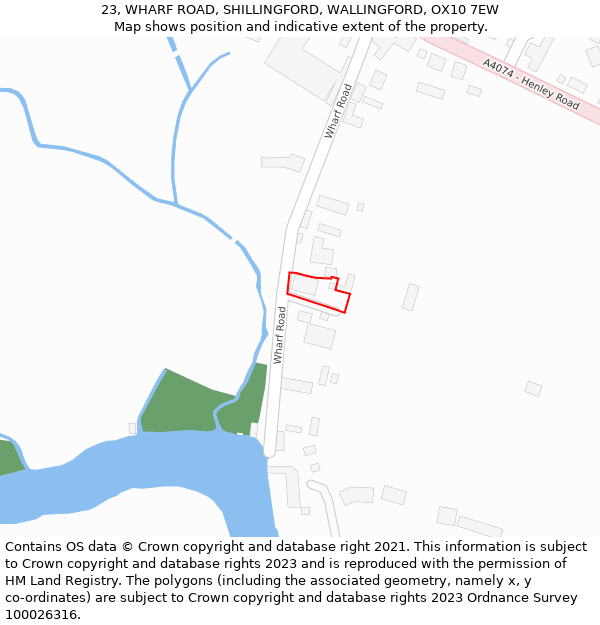 23, WHARF ROAD, SHILLINGFORD, WALLINGFORD, OX10 7EW: Location map and indicative extent of plot