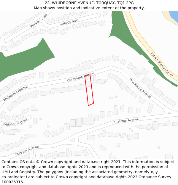 23, WHIDBORNE AVENUE, TORQUAY, TQ1 2PG: Location map and indicative extent of plot