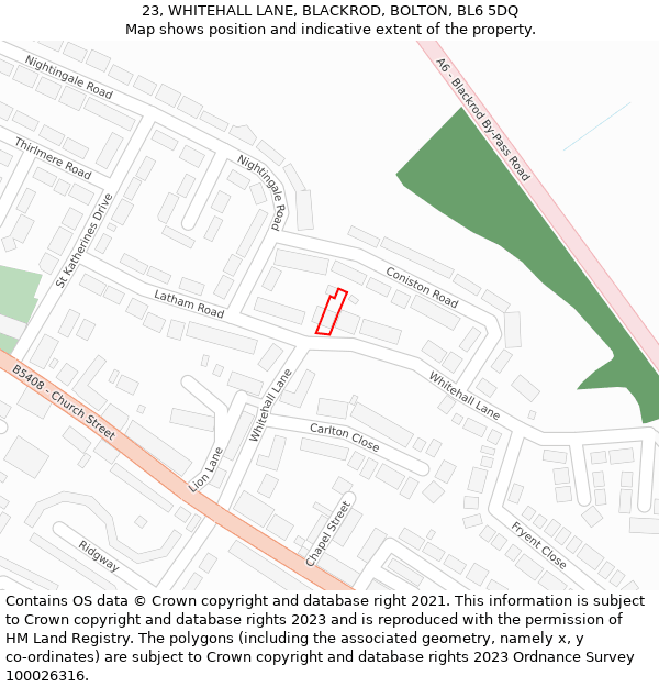 23, WHITEHALL LANE, BLACKROD, BOLTON, BL6 5DQ: Location map and indicative extent of plot