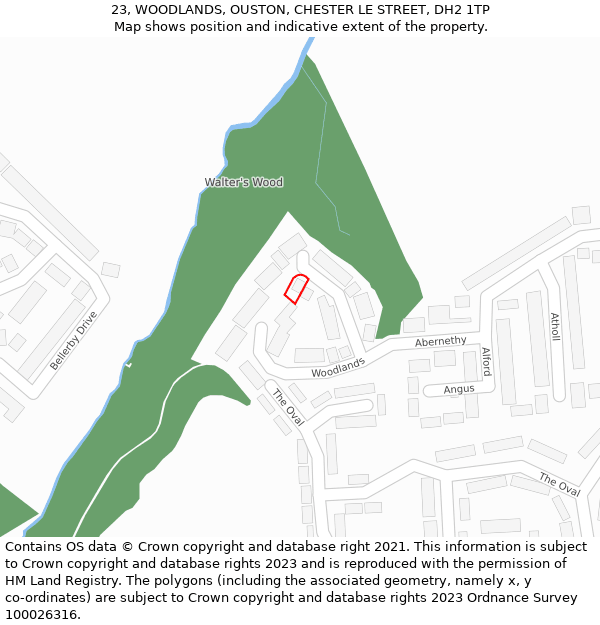 23, WOODLANDS, OUSTON, CHESTER LE STREET, DH2 1TP: Location map and indicative extent of plot