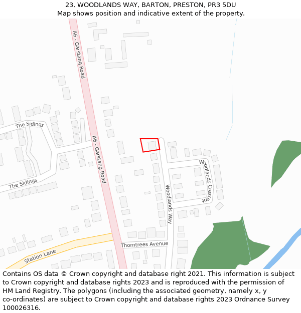 23, WOODLANDS WAY, BARTON, PRESTON, PR3 5DU: Location map and indicative extent of plot