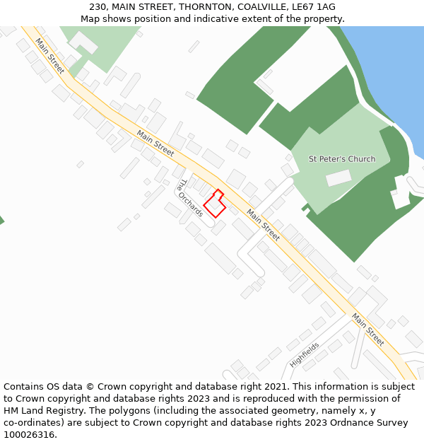 230, MAIN STREET, THORNTON, COALVILLE, LE67 1AG: Location map and indicative extent of plot