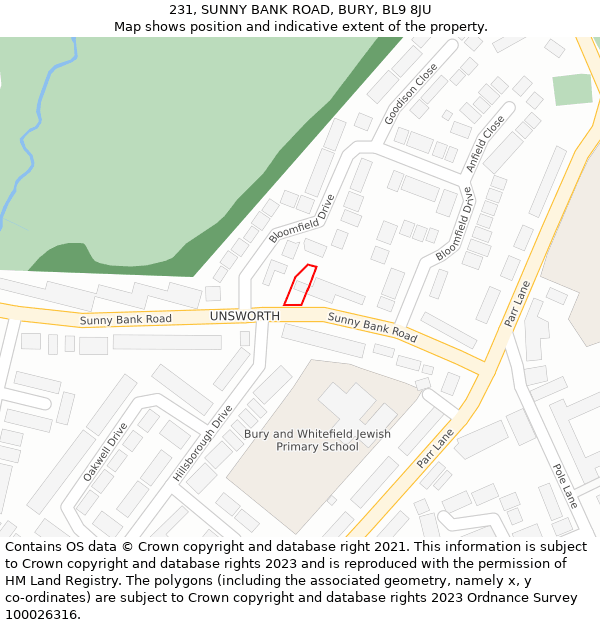 231, SUNNY BANK ROAD, BURY, BL9 8JU: Location map and indicative extent of plot