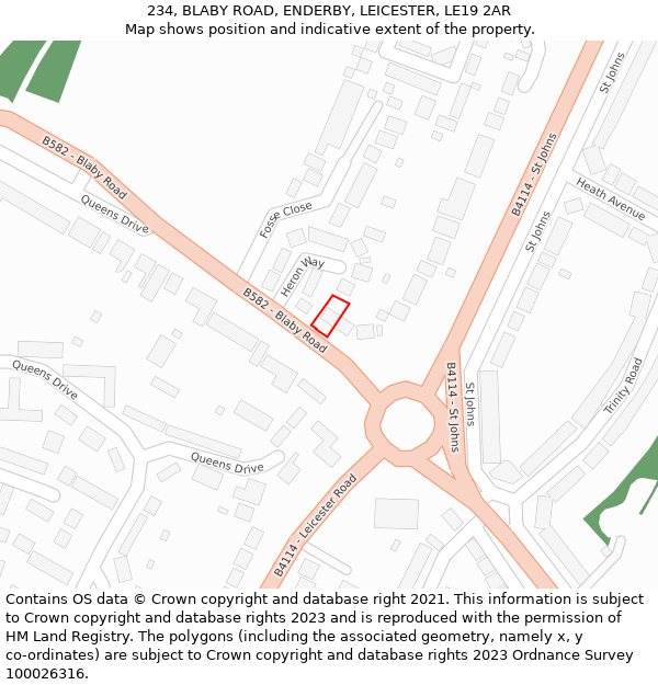 234, BLABY ROAD, ENDERBY, LEICESTER, LE19 2AR: Location map and indicative extent of plot