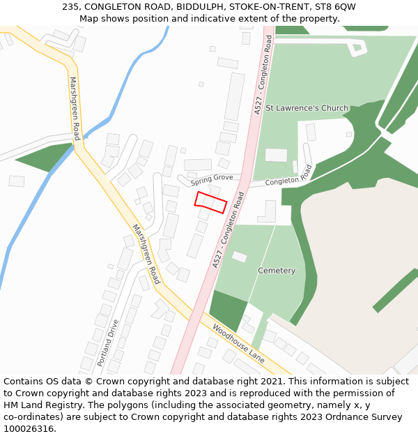 235, CONGLETON ROAD, BIDDULPH, STOKE-ON-TRENT, ST8 6QW: Location map and indicative extent of plot
