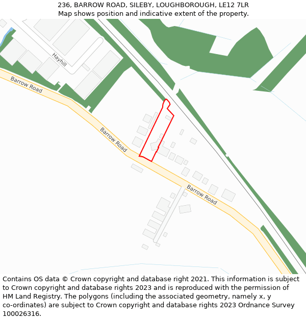 236, BARROW ROAD, SILEBY, LOUGHBOROUGH, LE12 7LR: Location map and indicative extent of plot