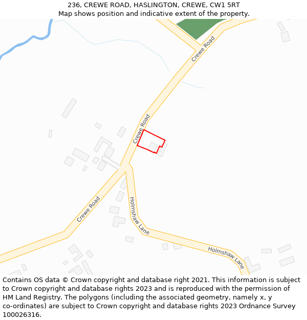 236, CREWE ROAD, HASLINGTON, CREWE, CW1 5RT: Location map and indicative extent of plot