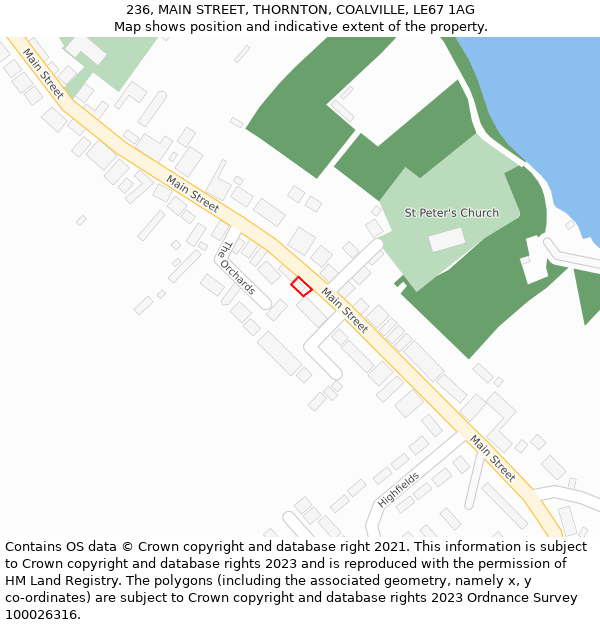 236, MAIN STREET, THORNTON, COALVILLE, LE67 1AG: Location map and indicative extent of plot