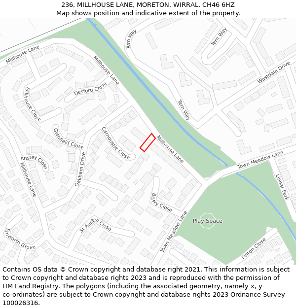 236, MILLHOUSE LANE, MORETON, WIRRAL, CH46 6HZ: Location map and indicative extent of plot