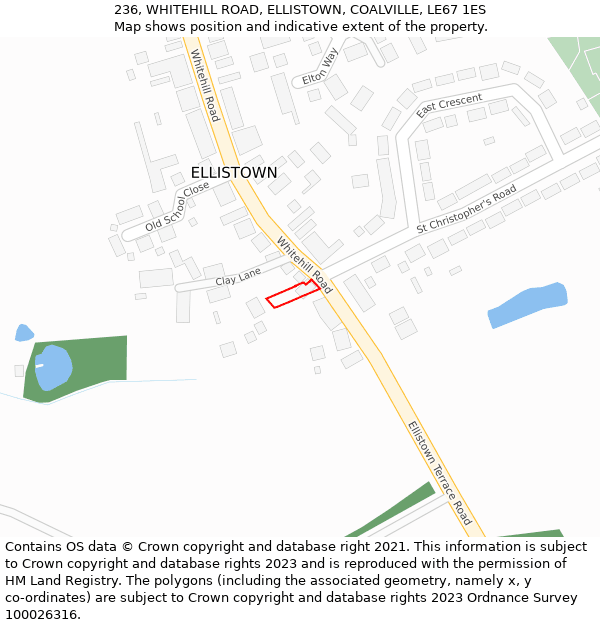 236, WHITEHILL ROAD, ELLISTOWN, COALVILLE, LE67 1ES: Location map and indicative extent of plot