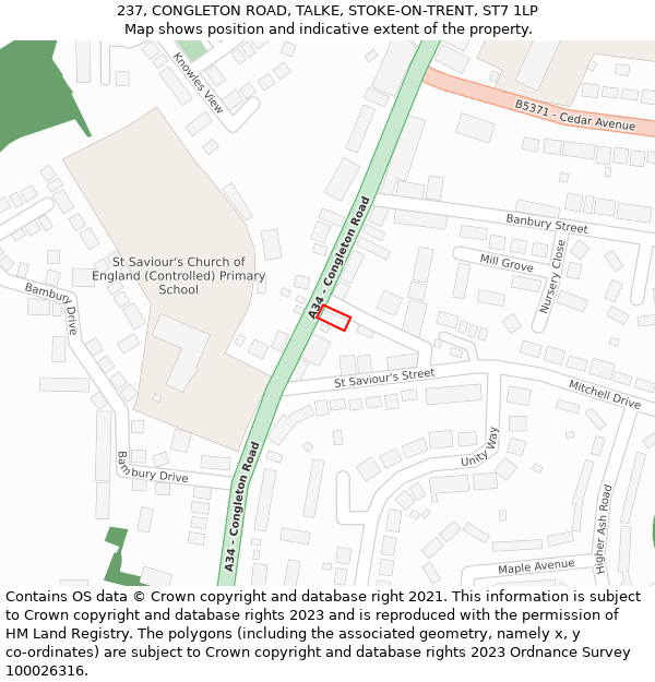 237, CONGLETON ROAD, TALKE, STOKE-ON-TRENT, ST7 1LP: Location map and indicative extent of plot