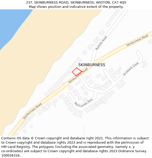 237, SKINBURNESS ROAD, SKINBURNESS, WIGTON, CA7 4QS: Location map and indicative extent of plot