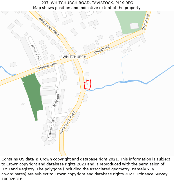 237, WHITCHURCH ROAD, TAVISTOCK, PL19 9EG: Location map and indicative extent of plot