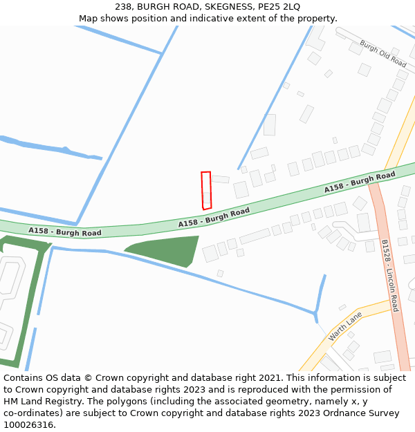 238, BURGH ROAD, SKEGNESS, PE25 2LQ: Location map and indicative extent of plot