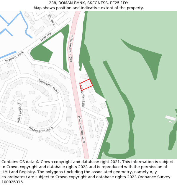 238, ROMAN BANK, SKEGNESS, PE25 1DY: Location map and indicative extent of plot