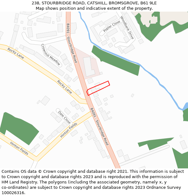 238, STOURBRIDGE ROAD, CATSHILL, BROMSGROVE, B61 9LE: Location map and indicative extent of plot
