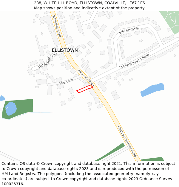 238, WHITEHILL ROAD, ELLISTOWN, COALVILLE, LE67 1ES: Location map and indicative extent of plot