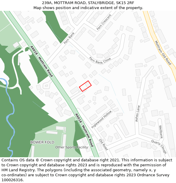 239A, MOTTRAM ROAD, STALYBRIDGE, SK15 2RF: Location map and indicative extent of plot